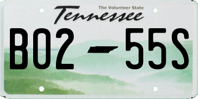 TN license plate B0255S