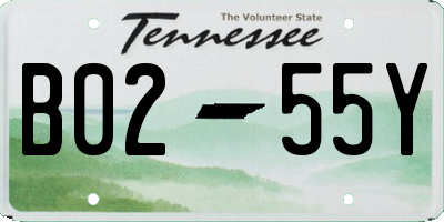 TN license plate B0255Y