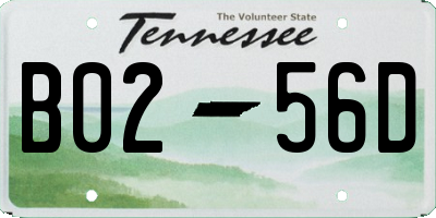 TN license plate B0256D