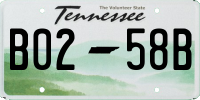 TN license plate B0258B