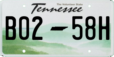 TN license plate B0258H