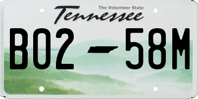 TN license plate B0258M