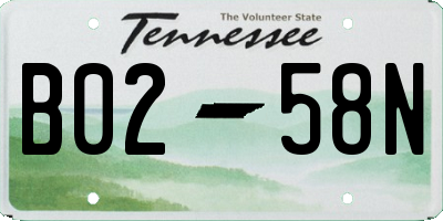 TN license plate B0258N