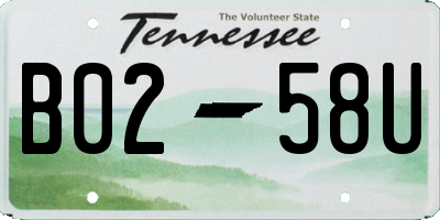 TN license plate B0258U
