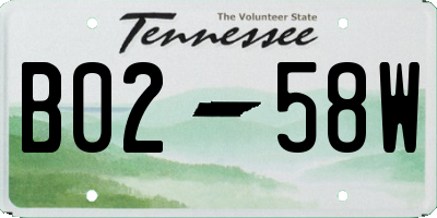 TN license plate B0258W