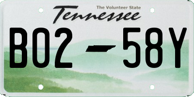 TN license plate B0258Y