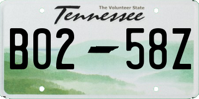 TN license plate B0258Z