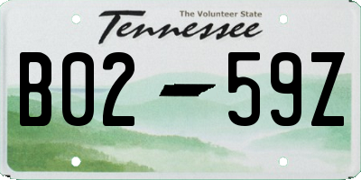 TN license plate B0259Z