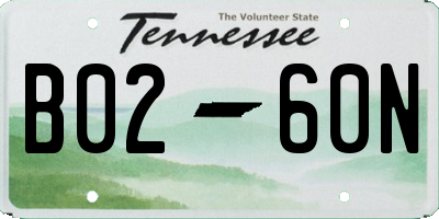 TN license plate B0260N