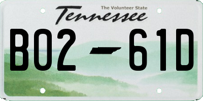 TN license plate B0261D
