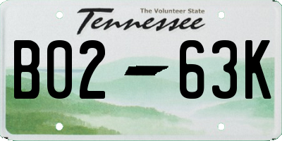 TN license plate B0263K