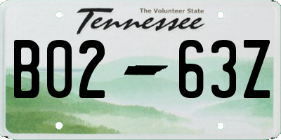 TN license plate B0263Z