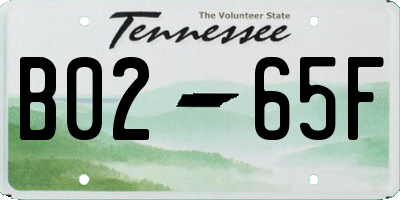TN license plate B0265F