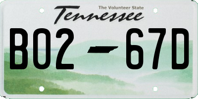 TN license plate B0267D