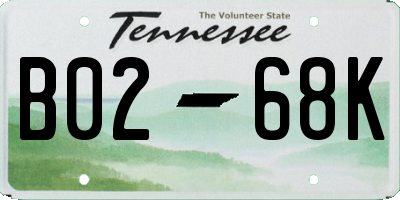 TN license plate B0268K