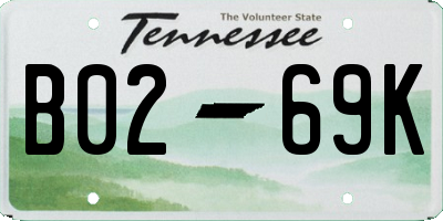 TN license plate B0269K
