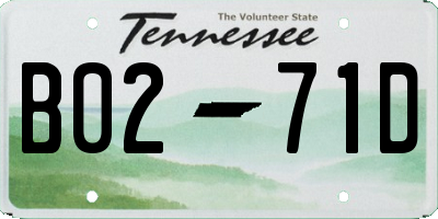 TN license plate B0271D