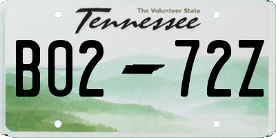 TN license plate B0272Z