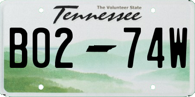 TN license plate B0274W