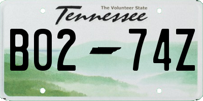 TN license plate B0274Z
