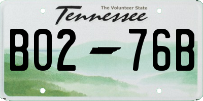 TN license plate B0276B