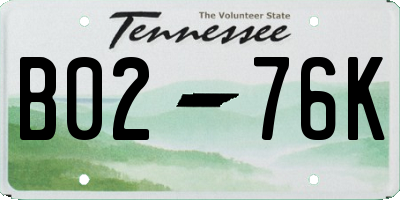 TN license plate B0276K