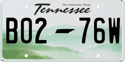 TN license plate B0276W