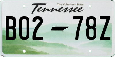 TN license plate B0278Z