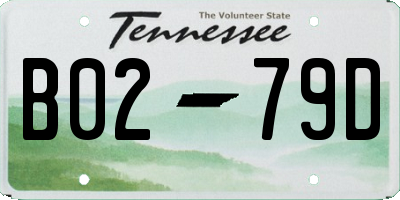 TN license plate B0279D