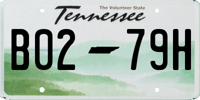 TN license plate B0279H
