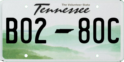 TN license plate B0280C