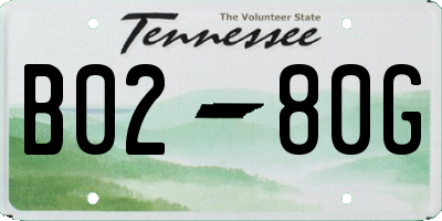 TN license plate B0280G