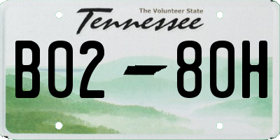 TN license plate B0280H