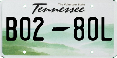 TN license plate B0280L