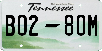 TN license plate B0280M