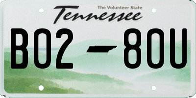 TN license plate B0280U