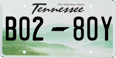 TN license plate B0280Y