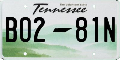 TN license plate B0281N