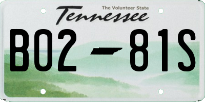 TN license plate B0281S