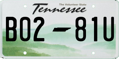 TN license plate B0281U