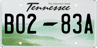 TN license plate B0283A