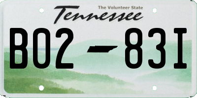 TN license plate B0283I