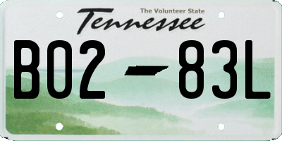TN license plate B0283L