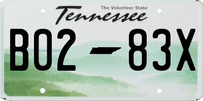 TN license plate B0283X