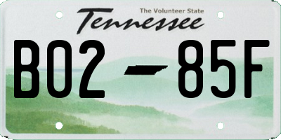 TN license plate B0285F