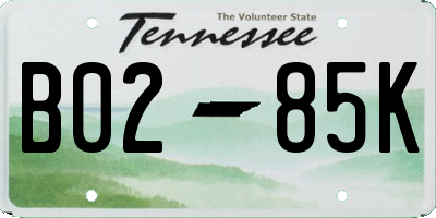 TN license plate B0285K