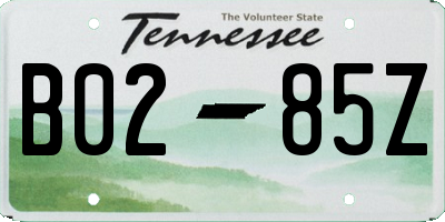 TN license plate B0285Z