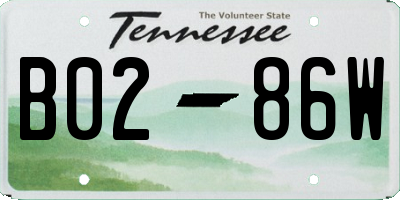 TN license plate B0286W