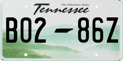 TN license plate B0286Z