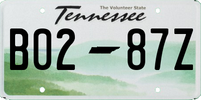 TN license plate B0287Z
